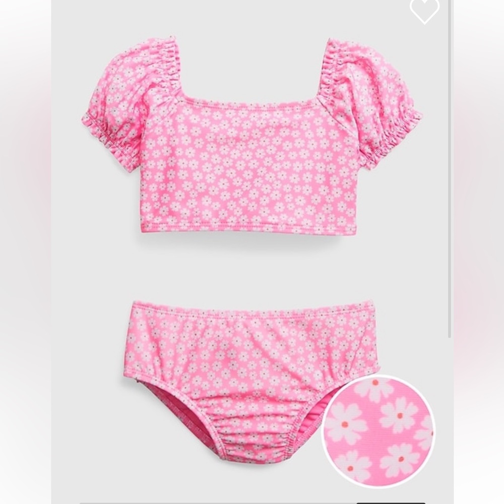 Baby Gap Pink Puff Sleeve Swim TwoPiece Bikini 💕